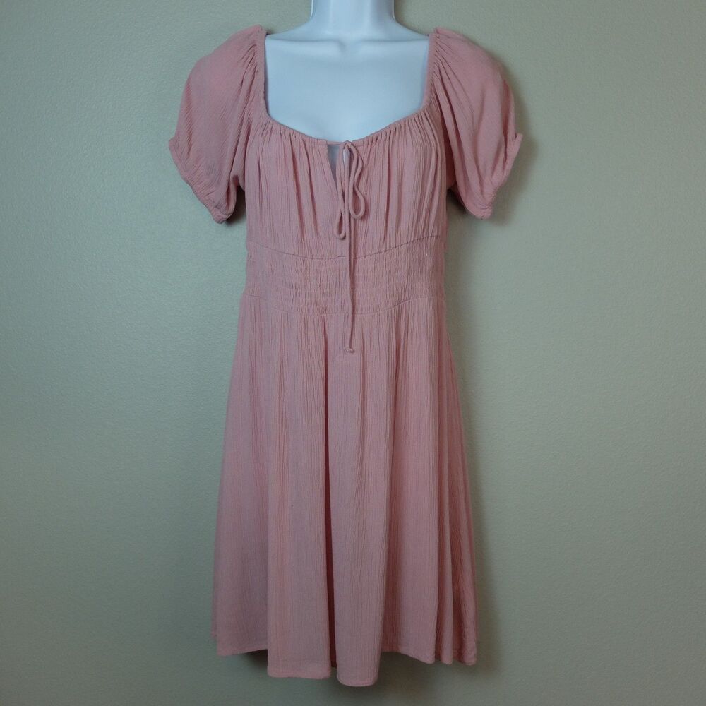 Missguided Pink Short Sleeve Front Tie Mini Dress Size 8